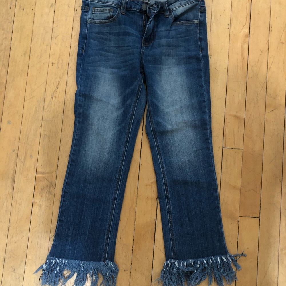 Cropped Fringe Jeans